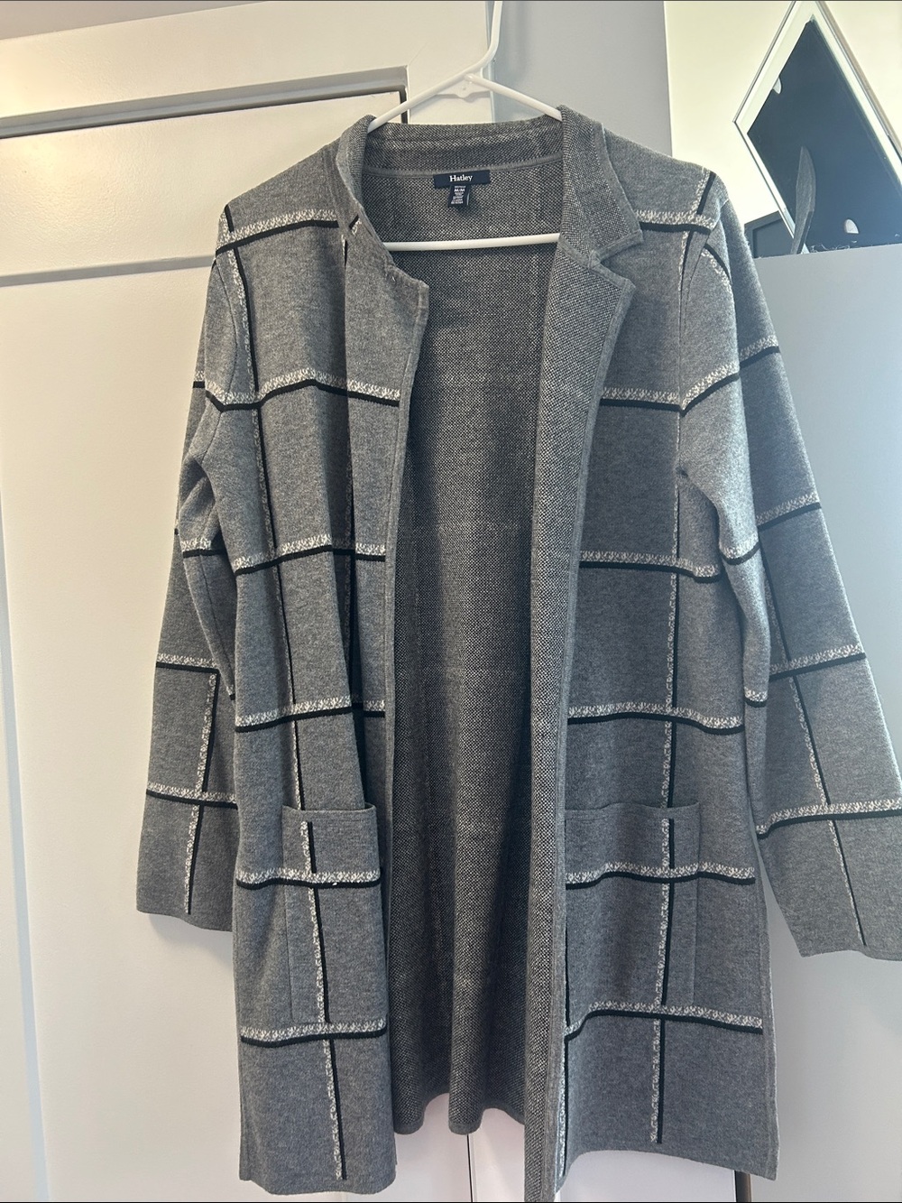 Hatley Gray Windowpane Open-Front Cardigan